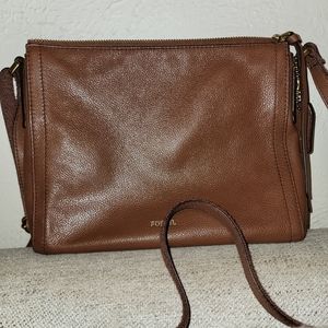 Fossil cognac brown crossbody bag